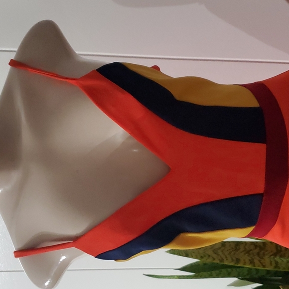 LOVE COUTURE SPAGHETTI STRAP DRESS RED MULTI-COLOR SIZE MEDIUM - Picture 5 of 9